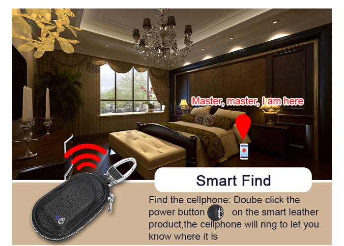 Έξυπνη Δερμάτινη Κλειδοθήκη - Μπρελόκ Antilost BLuetooth GPS με Σύστημα Συναγερμού BD-019